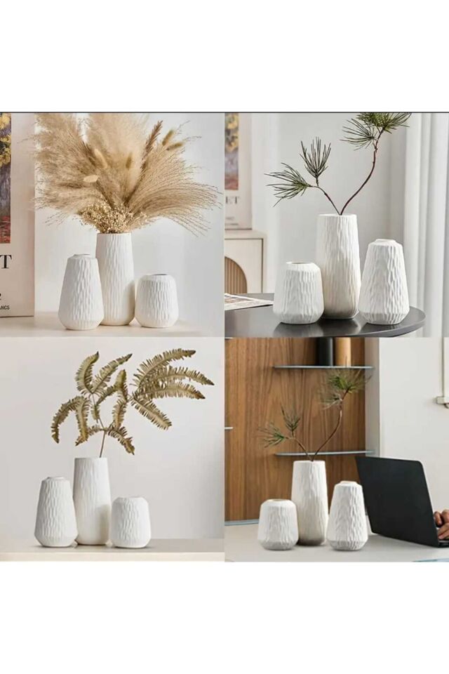 İskandinav Modern Tarzı Plastik 3 lü Vazo Set